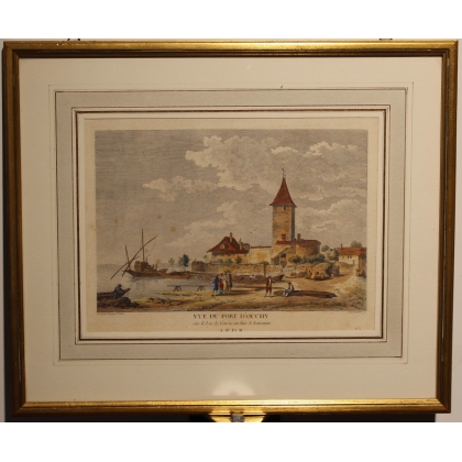 Engraving entitled ‘Port d’Ouchy’ by PERIGNON