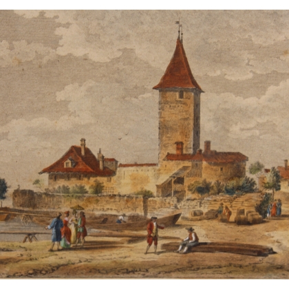 Engraving entitled ‘Port d’Ouchy’ by PERIGNON
