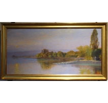 Tableau "Barques sur le Léman" signé A. PONCI