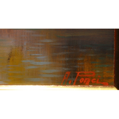 Tableau \"Barques sur le Léman\" signé A. PONCI