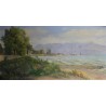 Tableau \"Coup de vent sur le Léman\" signé A. PONCI