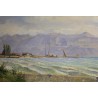 Tableau \"Coup de vent sur le Léman\" signé A. PONCI
