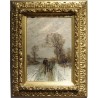Paire de tableaux \"Paysages des Flandres\" signés