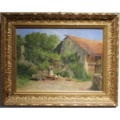 Tableau \"Ferme\" signé GRISON