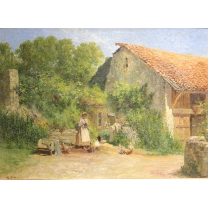Tableau \"Ferme\" signé GRISON