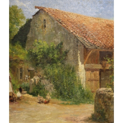 Tableau \"Ferme\" signé GRISON