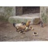 Tableau \"Poules\" signé BAIRD