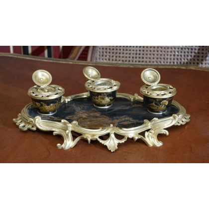 Napoleon III inkwell in Chinese lacquer