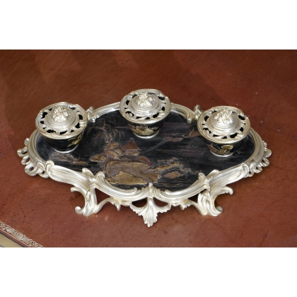 Napoleon III inkwell in Chinese lacquer