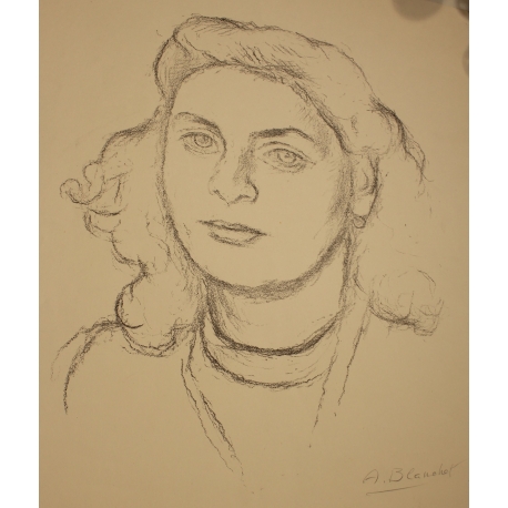 Dessin "Portrait de femme" signée BLANCHET