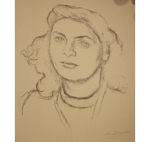 Dessin "Portrait de femme" signée BLANCHET