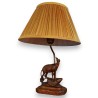  Lampe avec abat-jour plissé, pied bois sur  Moinat SA  - Antiquités décoration
