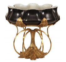 Coupe ovale style Art-Nouveau porcelaine noire