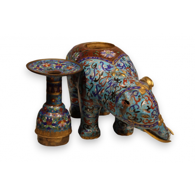 Eléphant Chine en bronze cloisonné