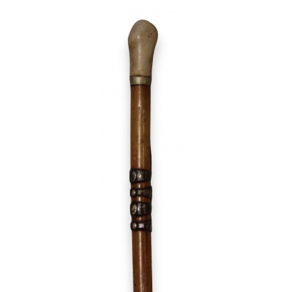 Wooden walking stick with a horn pommel