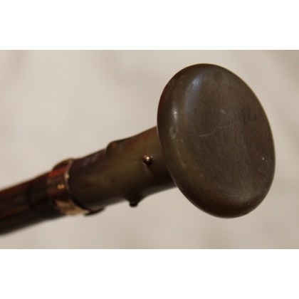 Green silk parasol with a bamboo and horn handle