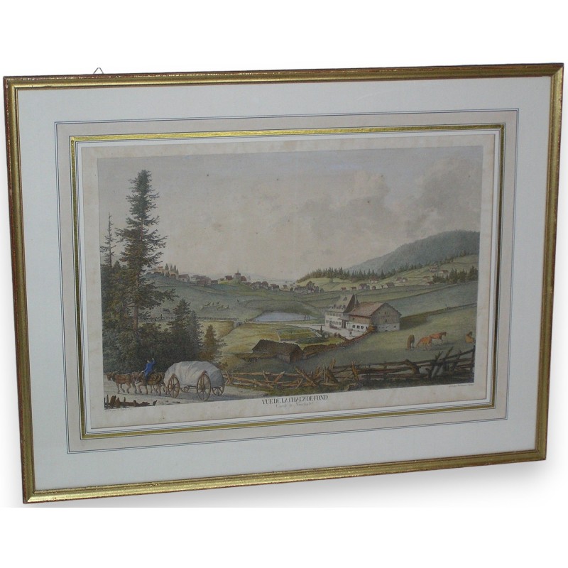 Engraving ‘La Chaux-de-Fonds’.  by Moinat SA  – Antiques and decorative items –  Engravings, lithographs