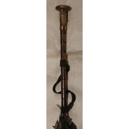 Green silk parasol with a bamboo and horn handle