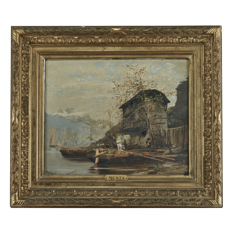 Tableau "Lac Léman" signé MENTA