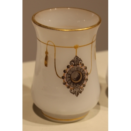A pair of white opaline goblets