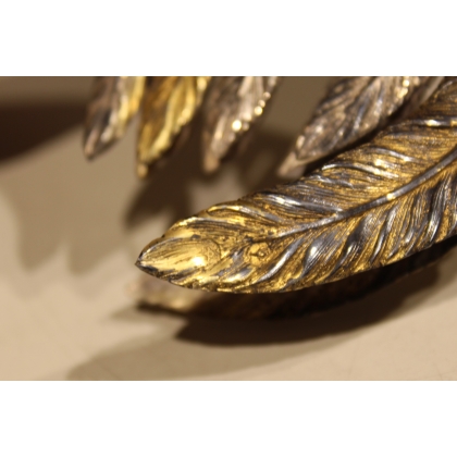 Paire de coqs en argent et vermeil