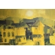 Tableau "Village jaune" signé HECKERT 75