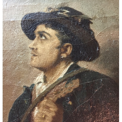 Paintings | Painting entitled ‘Italian Mandolin Player’, signed. Moinat SA  – Antiques and home décor