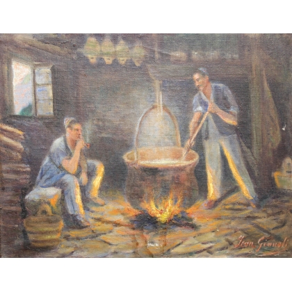 Paintings | Oil on canvas "Fabrication du Moinat SA  - Antiques and home décor"