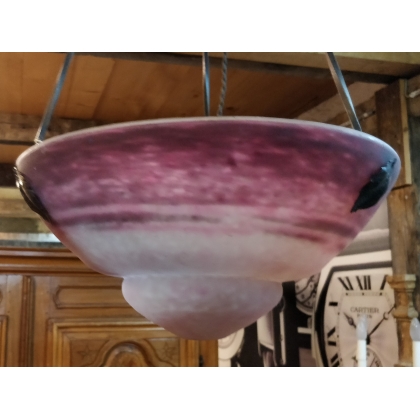 Lustre en verre et fer forgé par MULLER