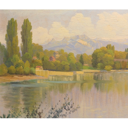 Tableau \"Ouchy\" signé A. PONCI