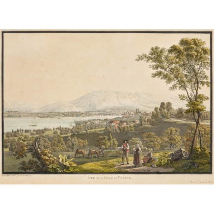 Engraving ‘View of Geneva’ by BIEDERMANN