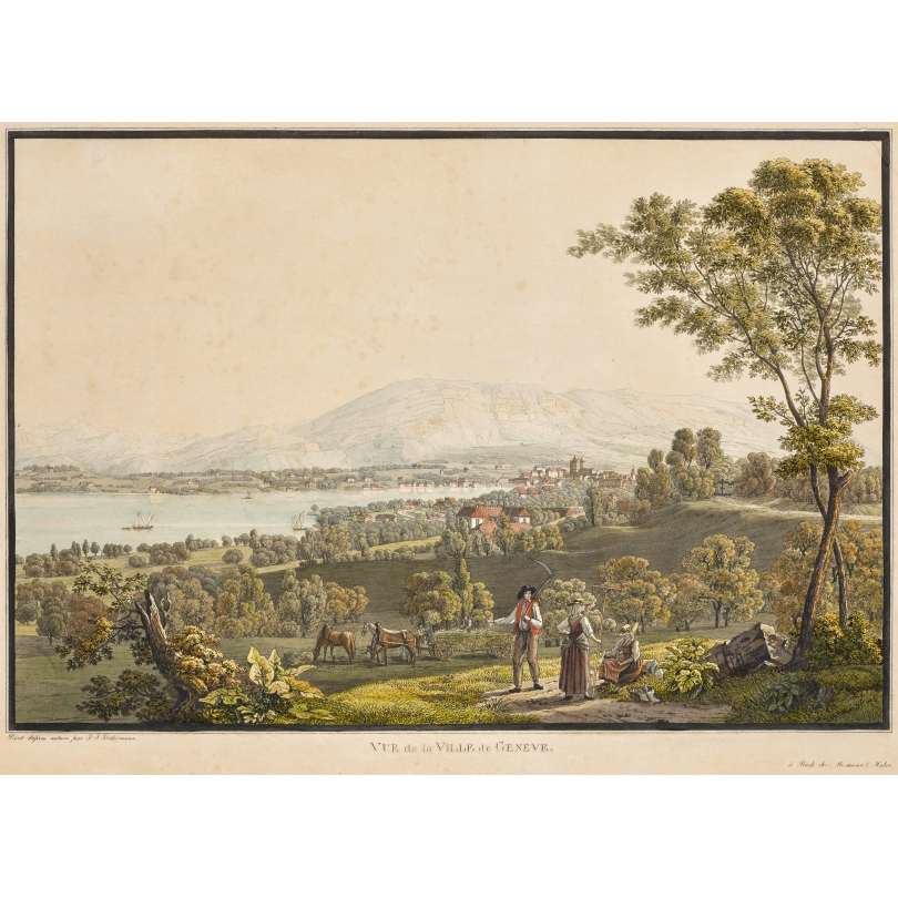 Gravure "Vue de Genève" par BIEDERMANN