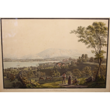 Engraving ‘View of Geneva’ by BIEDERMANN