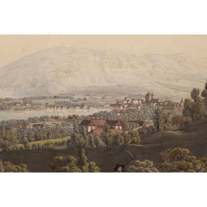 Engraving ‘View of Geneva’ by BIEDERMANN