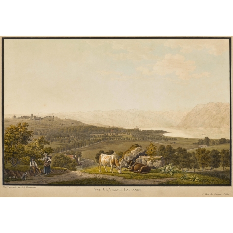Engraving ‘View of Lausanne’ by BIEDERMANN