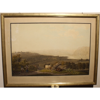 Engraving ‘View of Lausanne’ by BIEDERMANN