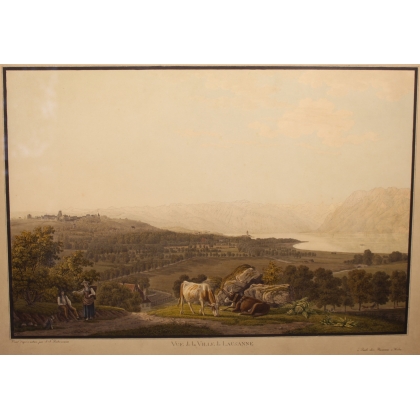 Engraving ‘View of Lausanne’ by BIEDERMANN