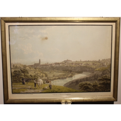 Engraving ‘View of Fribourg’ by BIEDERMANN