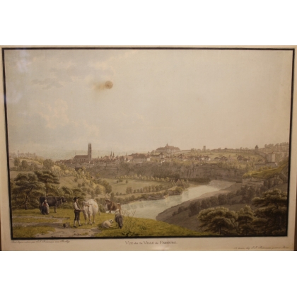 Engraving ‘View of Fribourg’ by BIEDERMANN