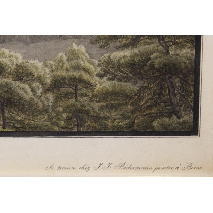 Engraving ‘View of Fribourg’ by BIEDERMANN