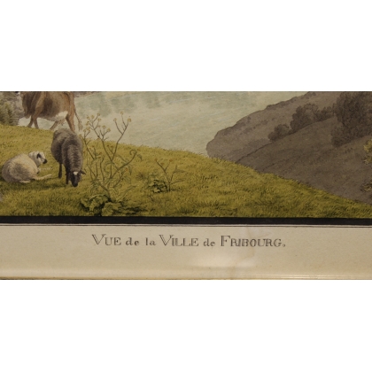 Engraving ‘View of Fribourg’ by BIEDERMANN