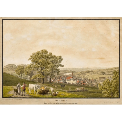 Engraving ‘View of Herisau’ by BIEDERMANN