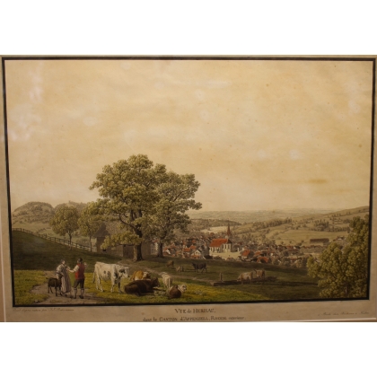 Engraving ‘View of Herisau’ by BIEDERMANN
