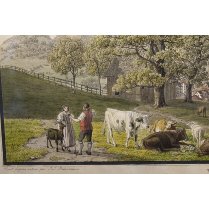 Engraving ‘View of Herisau’ by BIEDERMANN
