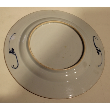 Plat en porcelaine bleu blanc décor fleur
