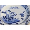 Assiette à pans coupés en porcelaine bleu blanc