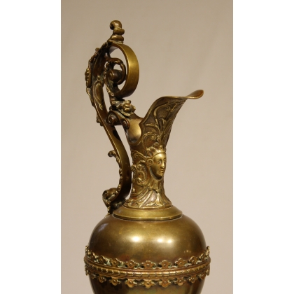 Pair of Napoleon III-style bronze ewers