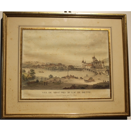Engraving ‘View of Nidau’ by ABERLI