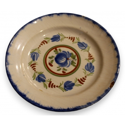 Plat en faïence \"Fleurs bleues\"