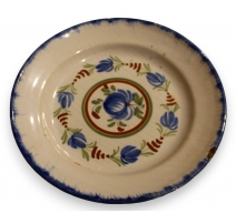Plat en faïence "Fleurs bleues"